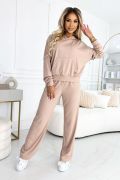 Eve - women's striped knit set with hood cappuccino