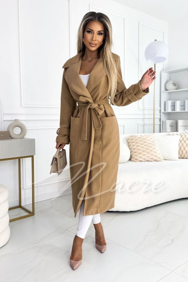 Timi - women's lined fall coat caramel