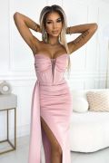 Pink corset maxi dress with beads - Mira