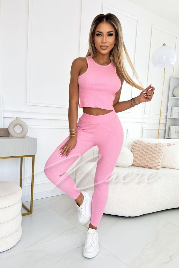 Women's three-piece set | blouse, top and leggings pink - Chelo