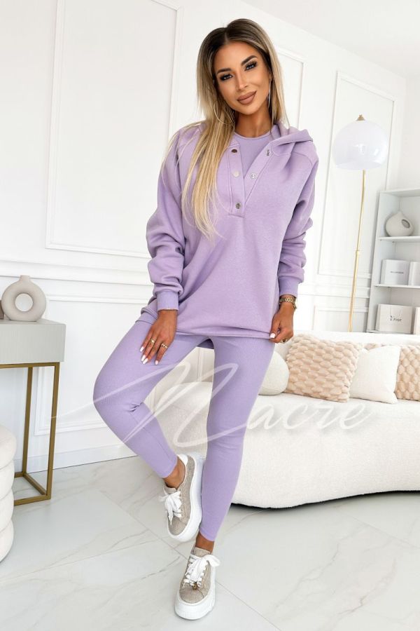 Women's three-piece set | blouse, top and leggings lavender - Chelo