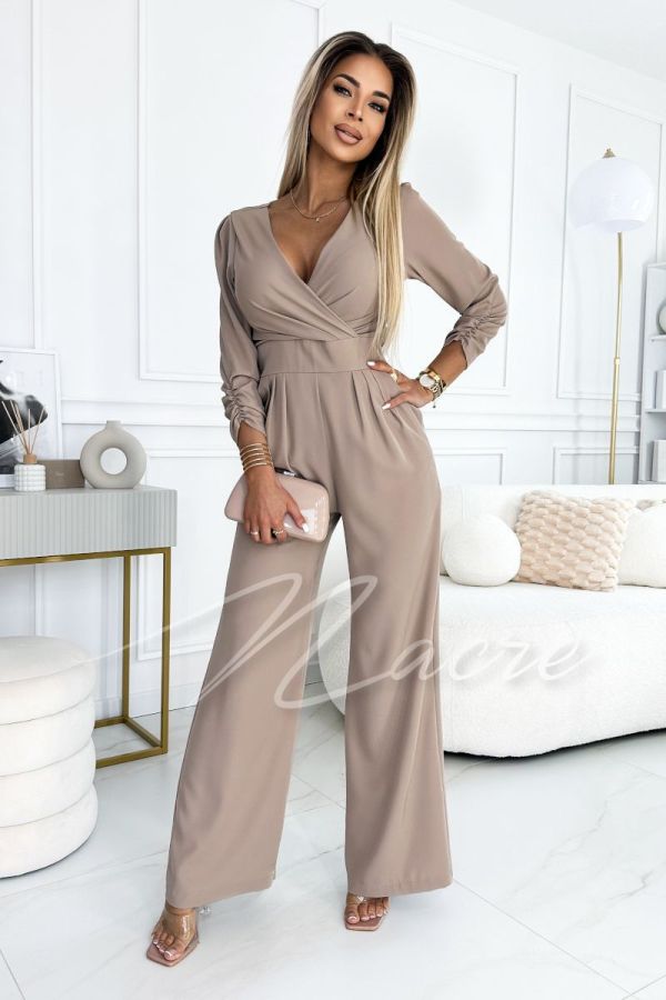 Katrin - women's suit with wide pants beige