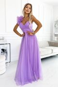 Lavender long tulle flared dress for wedding - Freya