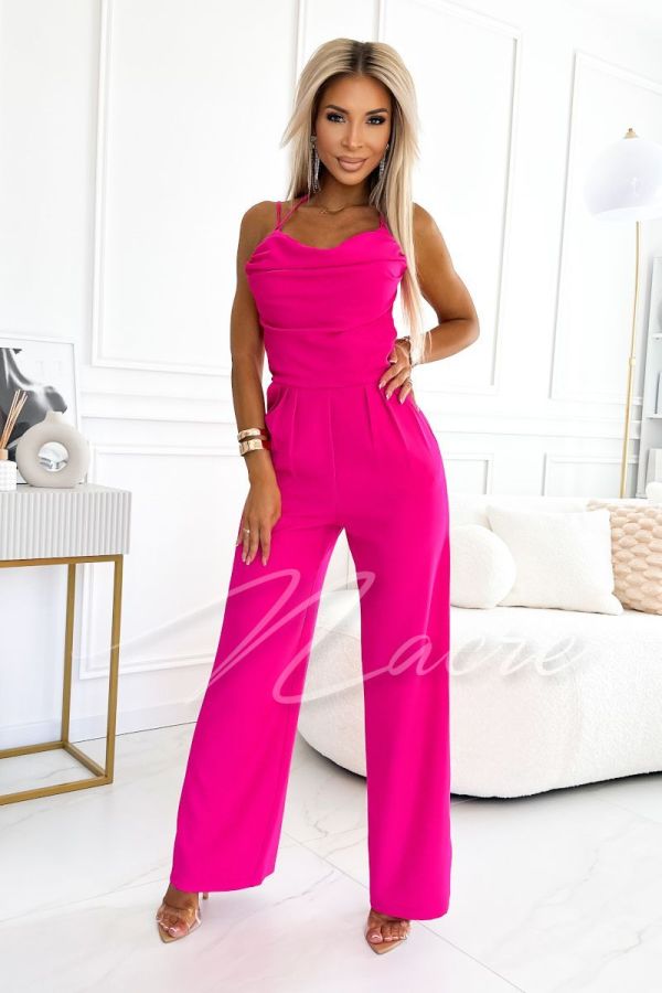 Lucia - thin-strapped jumpsuit with wider pants fuchsia