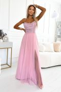 Grossi - sukienka tiulowa z błyszczącą górą różowa