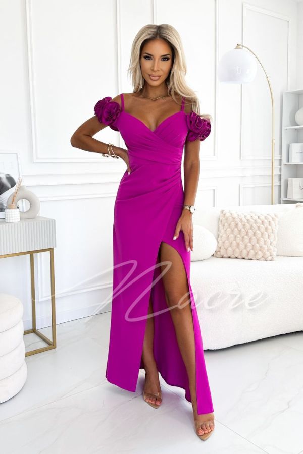 Bishop pink maxi dress with dropped straps - Eliana