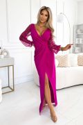 Bishop pink maxi dress with sequin sleeves - Elizabeth
