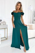 Green maxi dress with dropped shoulders - Linette
