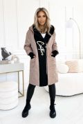 Riana - autumn women's quilted coat with gold lettering beige