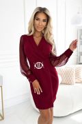 Maroon formal dress with long sleeves - Hania