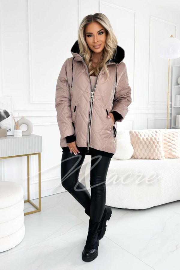 Beige women's quilted jacket - Angelina