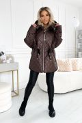 Brown women's fall waist jacket - Dorita