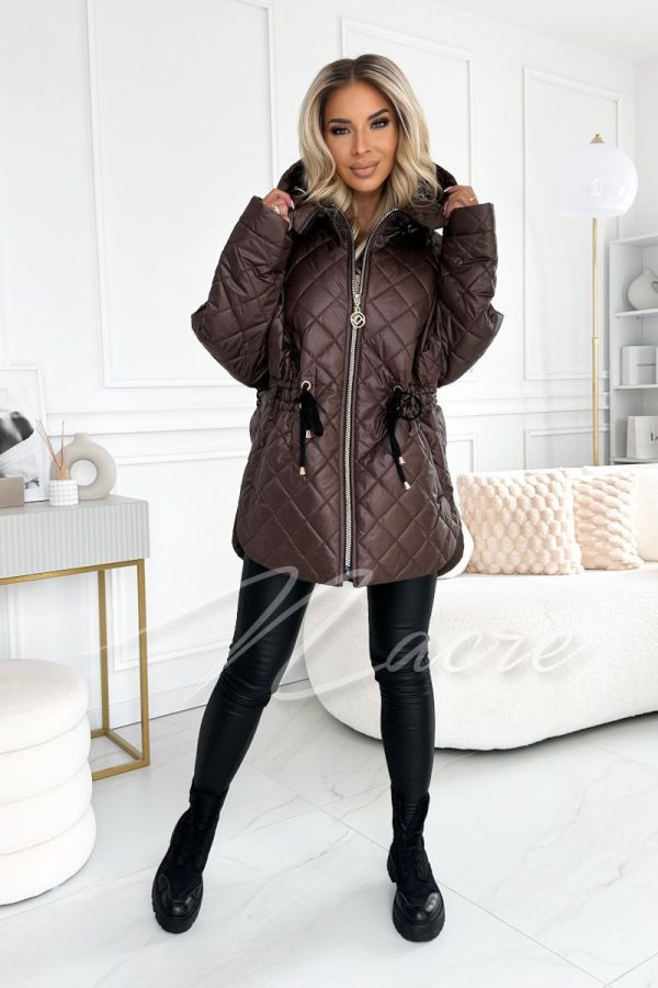 Brown women's fall waist jacket - Dorita