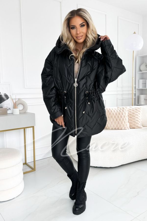 Black women's fall waist jacket - Dorita