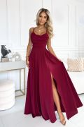 Maroon flared maxi dress with water neckline - Neves