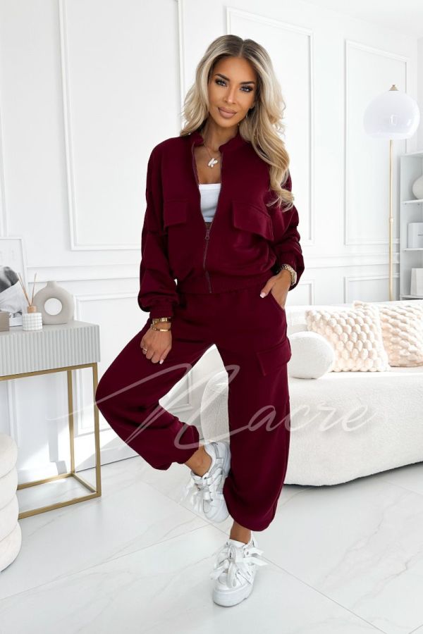 Maroon tracksuit set for women with a loose fit - Paula