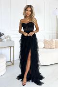 Black tulle dress with corset and lacing on the back - Monsera