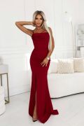 Maroon fitted maxi dress with water neckline - Holly