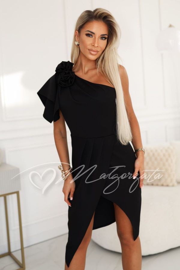 Black one shoulder midi dress - Alice