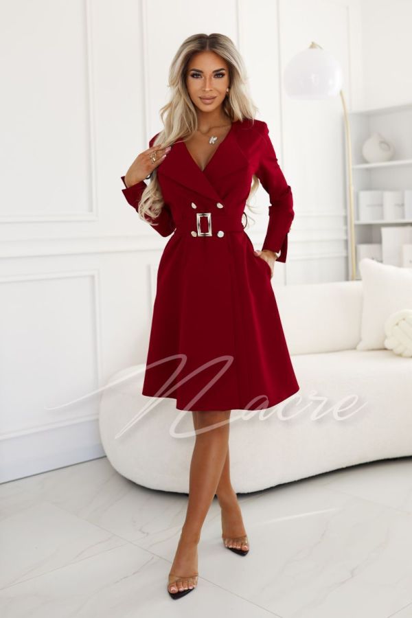 Maroon flared jacket dress - Blanca