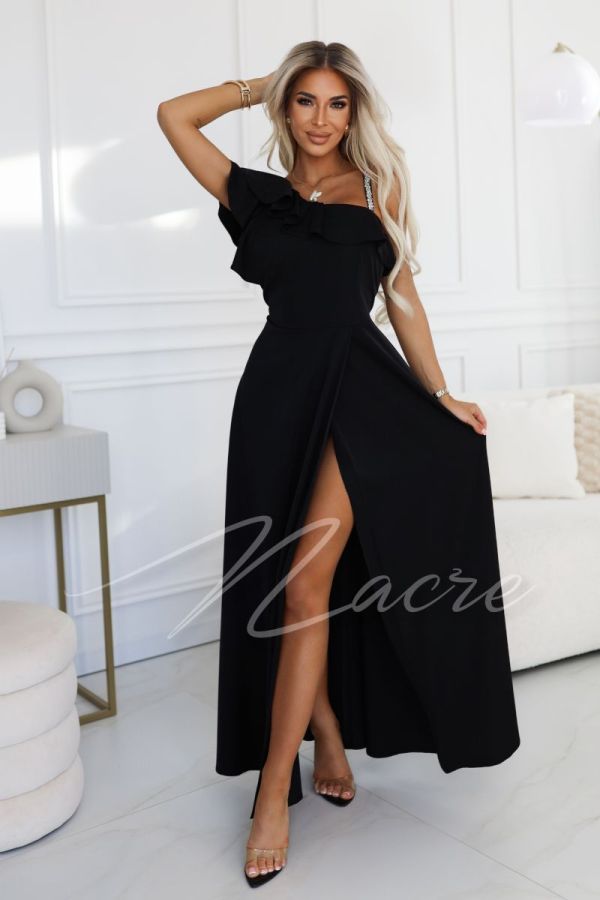 Black one-shoulder dress in Spanish style - Heri