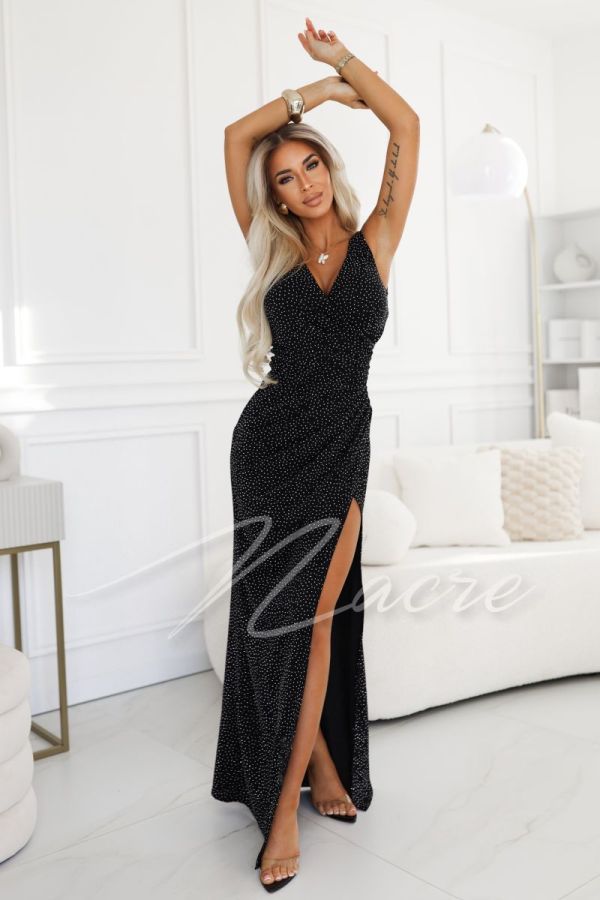 Black maxi dress with rhinestones - Victoria