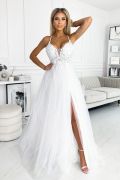 Long white corset wedding dress with lace - Ivet