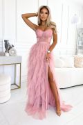 Pink tulle dress with corset and lacing on the back - Monsera
