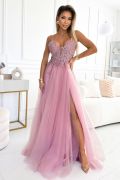 Heather tulle thin strap dress with guipure lace - Ivet