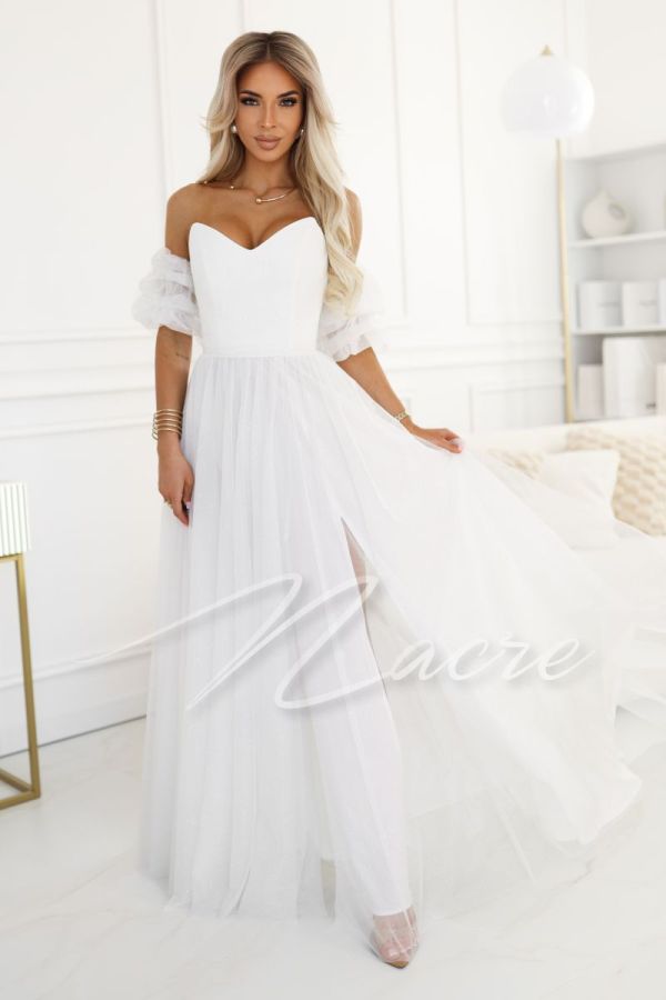 Princess cut wedding dress with buff sleeves - Azaria