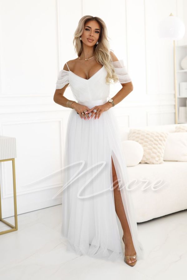 Princess cut wedding dress with dropped shoulders - Adalin
