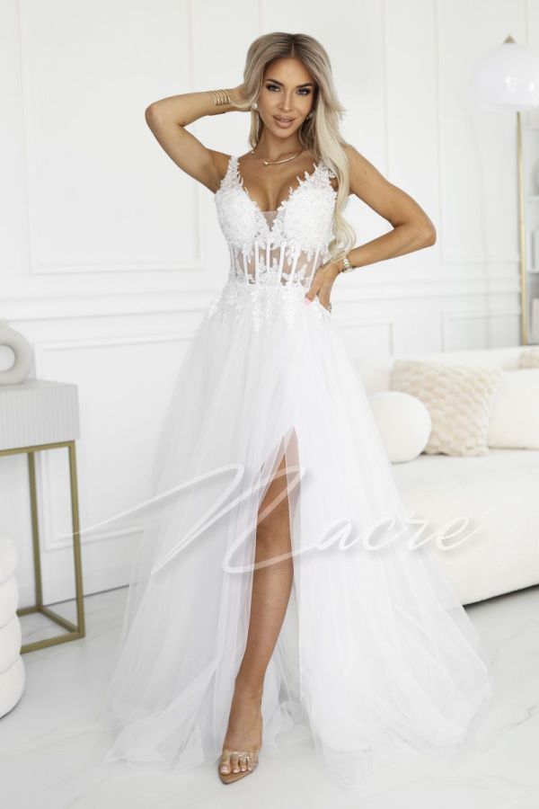 Princess cut wedding dress with richly embellished bodice - Agnes