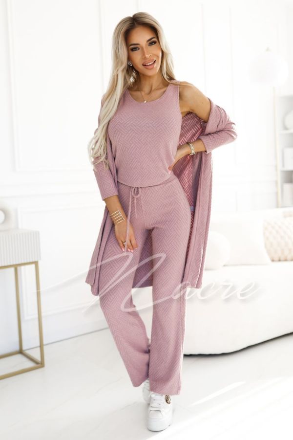 Pink women's knitted 3-piece set - Fini