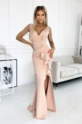 Beige phenomenal long beaded dress - Keisha
