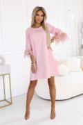 Pink formal dress with feathers - Ariel