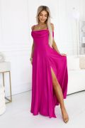 Fuchsia flared dress with water neckline - Bristol