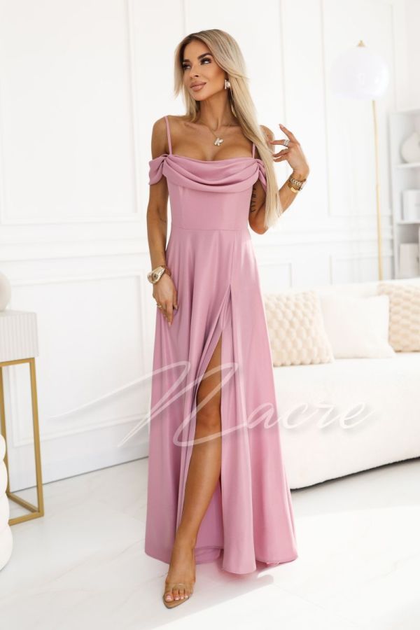 Pink flared dress with water neckline - Bristol