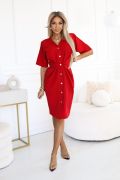 Red midi dress with short sleeves - Emilia
