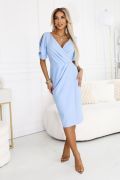 Blue midi dress with buff sleeves - Mireja