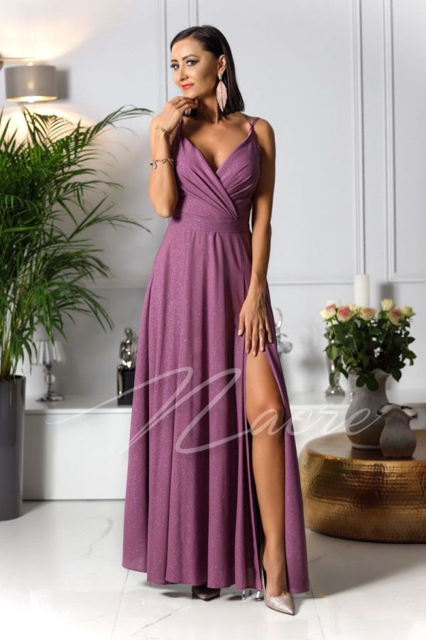 Julia Long Brocade Berry Dress
