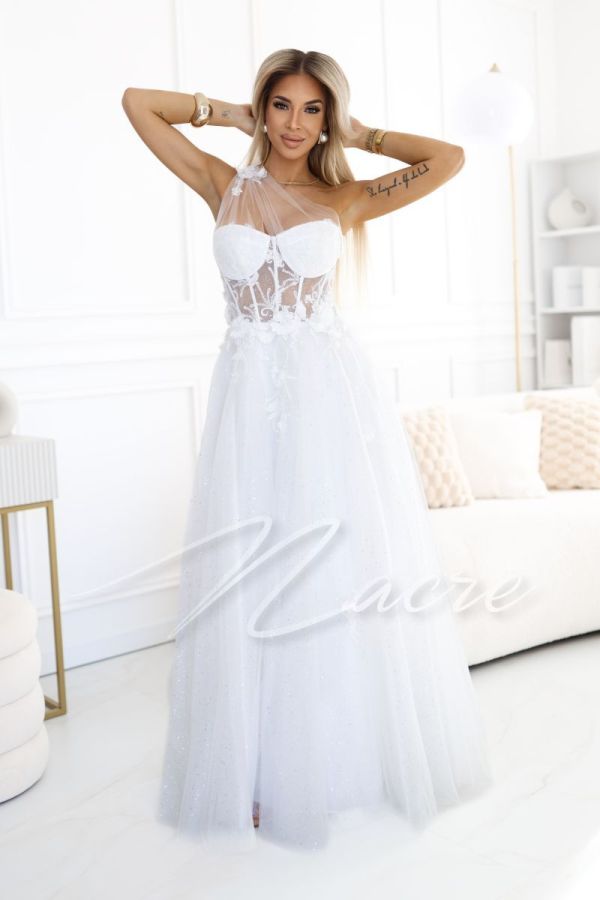 Princess wedding dress with one shoulder corset - Amalia