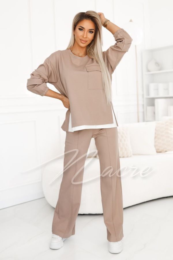 Women's tracksuit set with wide mocha pants - Bottega