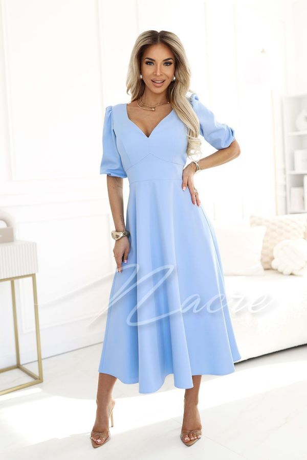 Blue blown-out midi dress - Matilde