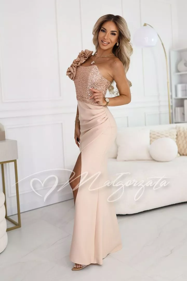 slim fit dress slacks Metallic Corset Maxi Dress L / Gold main image 1