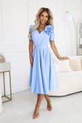 Blue flared midi dress for wedding - Ernesta