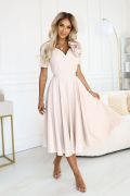 Beige flared midi dress for wedding - Ernesta