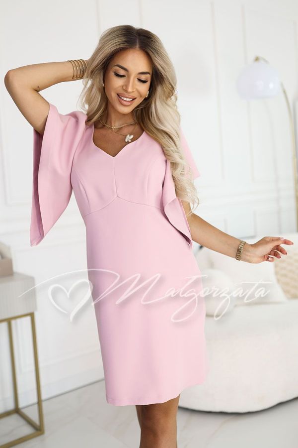 Pink mini dress for communion with a loose fit - Marina