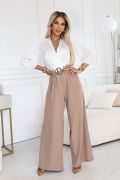 Beige women's suit with wide pants - Wiki
