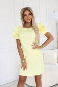 Yellow trapeze dress with decorative sleeves - Sara