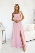 Pink brocade corset flared dress - Estela